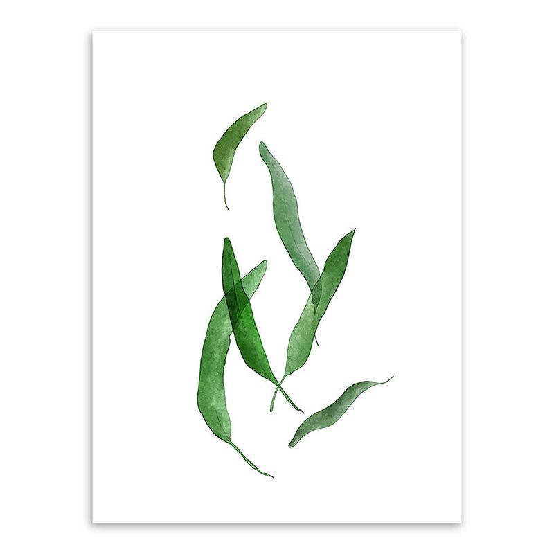 Rural Botanical Leafage Art Print Green Textured Wall Decoration for Sitting Room