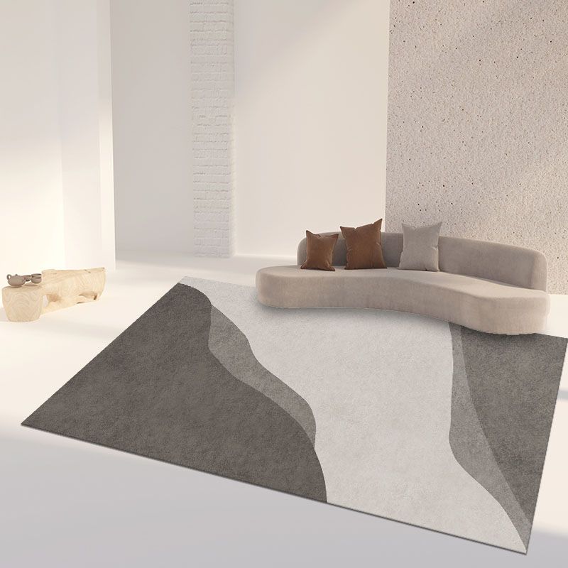 Gray Tone Nordic Area Carpet Polyester Color Blooming Indoor Rug Easy Care Carpet for Living Room