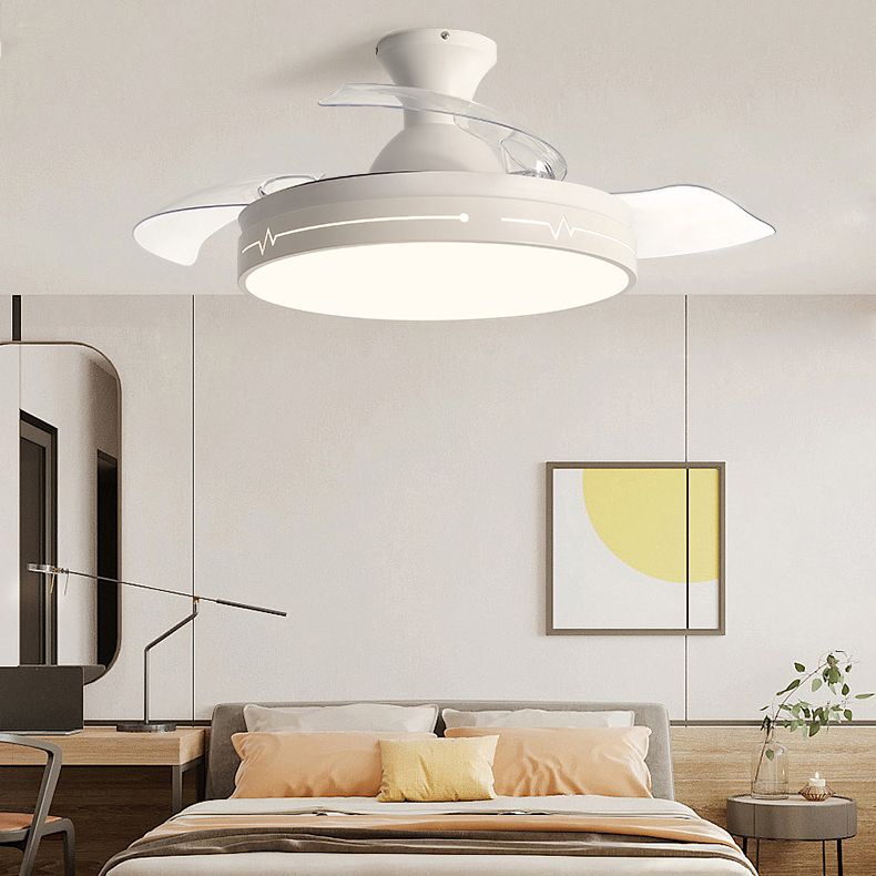 Round Shape Metal Ceiling Fan Lighting Kids Style Single Light Ceiling Fan Lamp