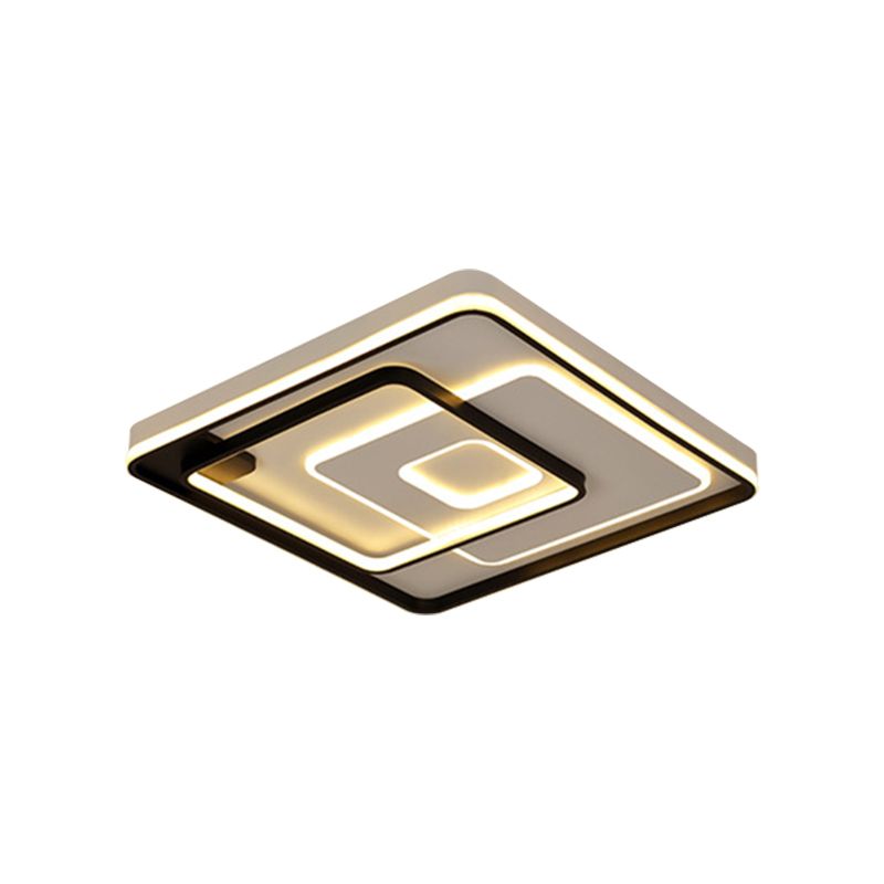 Modern Style LED Ceiling Light Black Layered Round/Square/Rectangle Flush Mount Lamp with Acrylic Shade, Warm/White Light