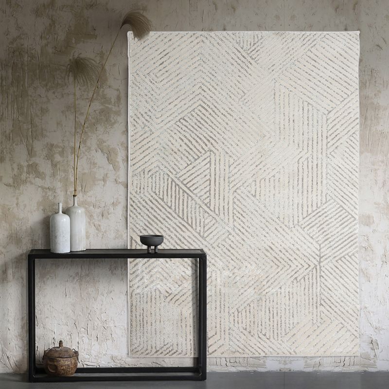 Modern Living Room Carpet Gray Polyester Indoor Rug Anti-Split Backing Rug