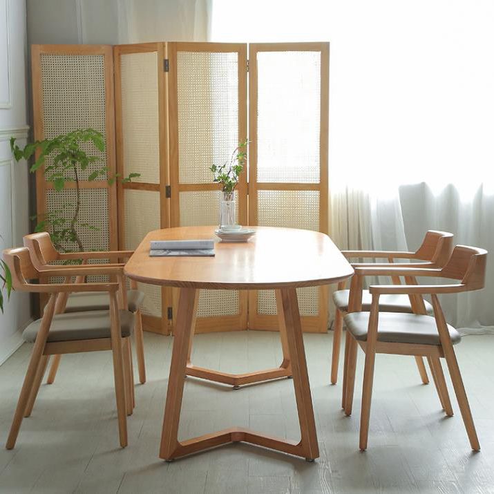 Solid Wood Dining Table Contemporary Oval Dinner Table for Home Kitchen Dinner