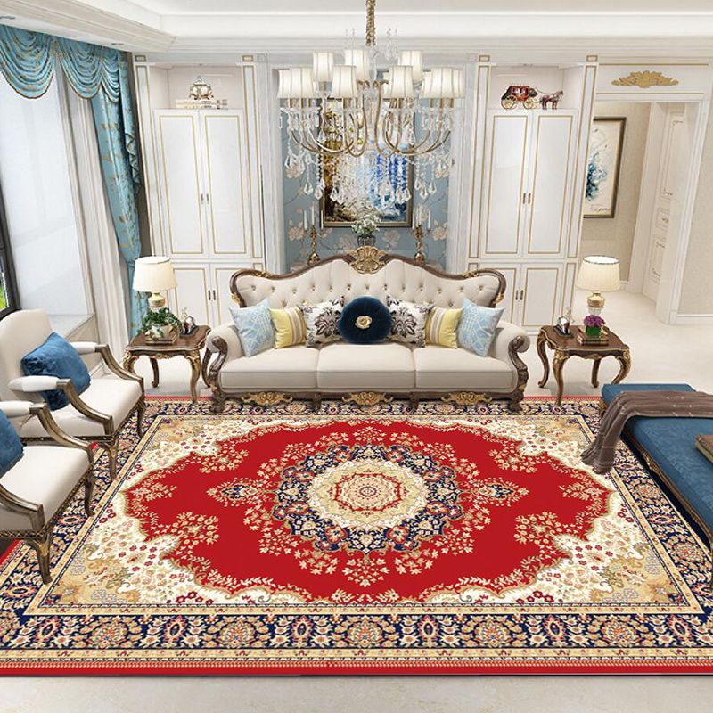 Red Modern Rug Blended Graphic Rug Stain Resistant Area Rug for Home Decor