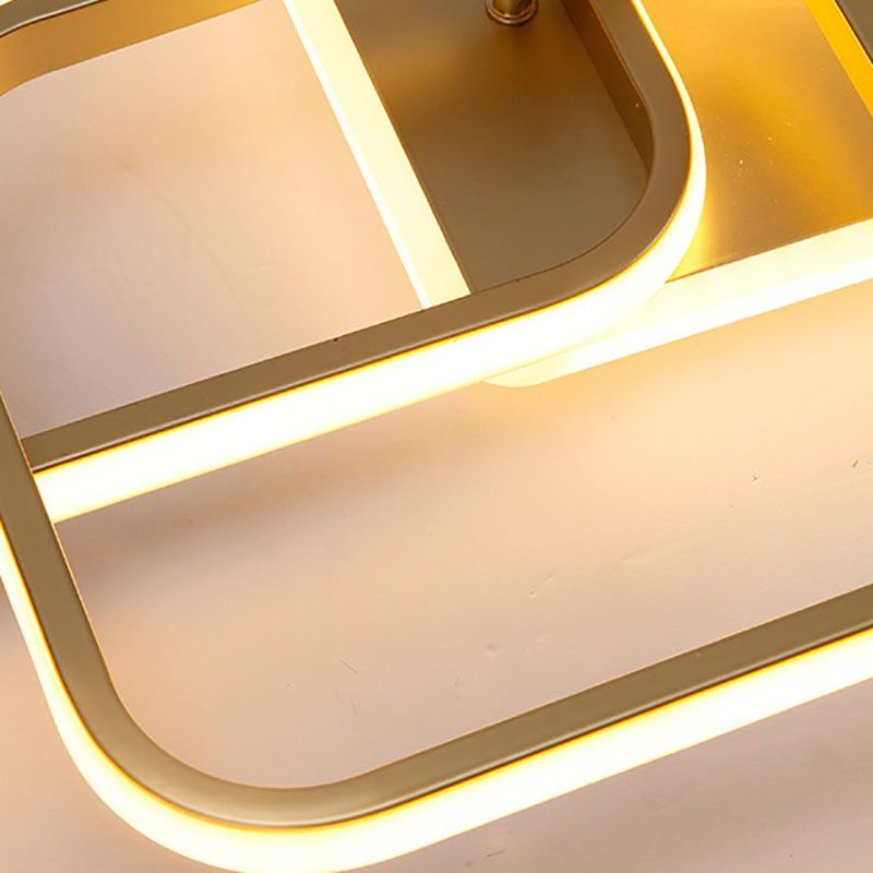 Modern Minimalist LED Semi Flush Mount Square Acrylic Ceiling Light in Gold
