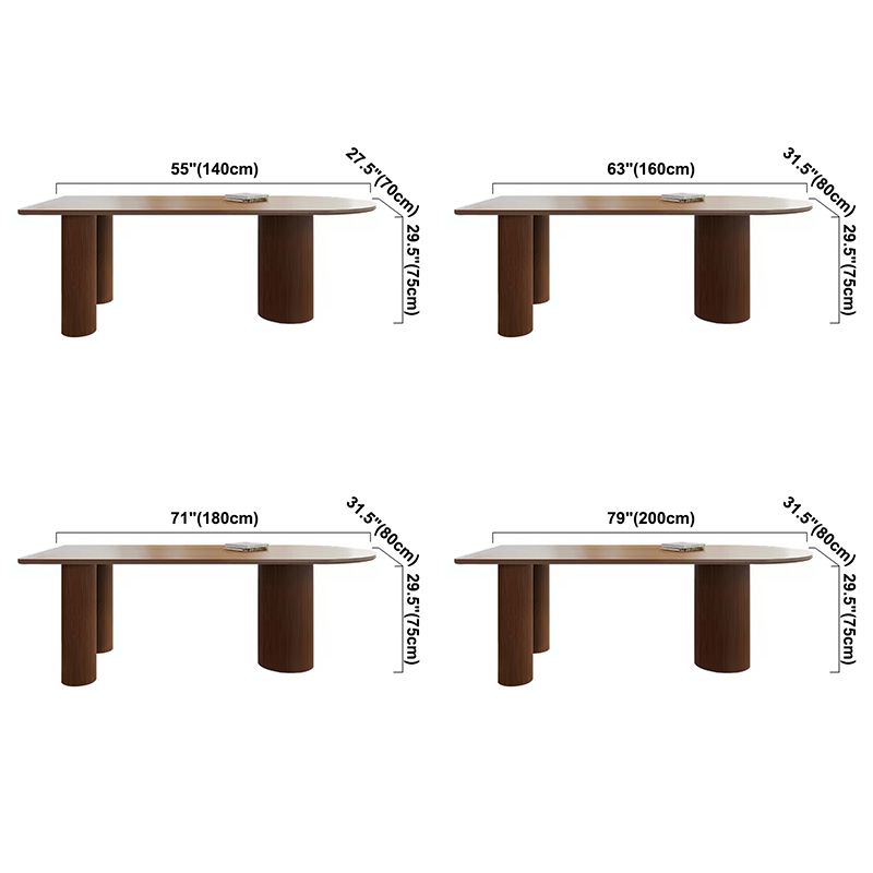 Forma gratis Mesa de comedor de tono marrón de madera maciza Mesa de 3 patas moderna para comedor para comedor