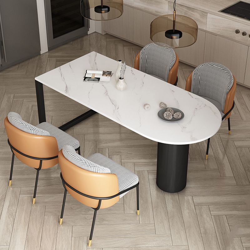 Free Form Sintered Stone Dining Table Modern Dining Table with Double Pedestal for Home