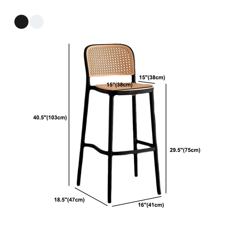 Contemporary Square Footrest Stool Plastic Rattan Stool in White and Black