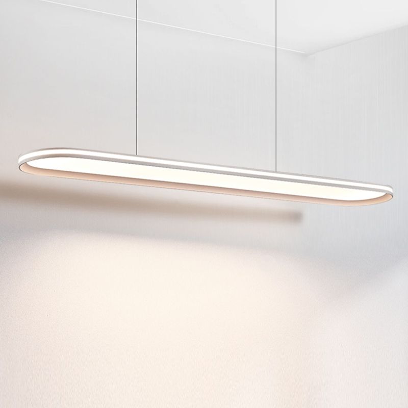 Minimalism Oval LED Hanging Pendant Lights in White for Dining Room