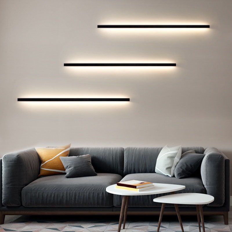 Modern Simplicity LED Wall Lamp Linear Acrylic Wall Light in Black
