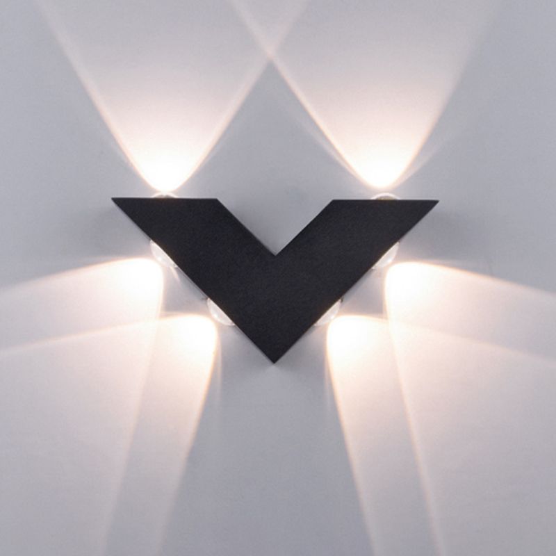 V-Shaped Metal Wall Lighting Modern Style 6 Lights  Wall Mounted Lighting in Black