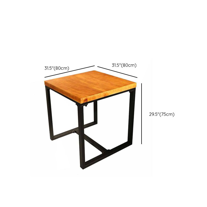 Industrial Indoor Dining Table Brown Wood Top Table with Metal Frame