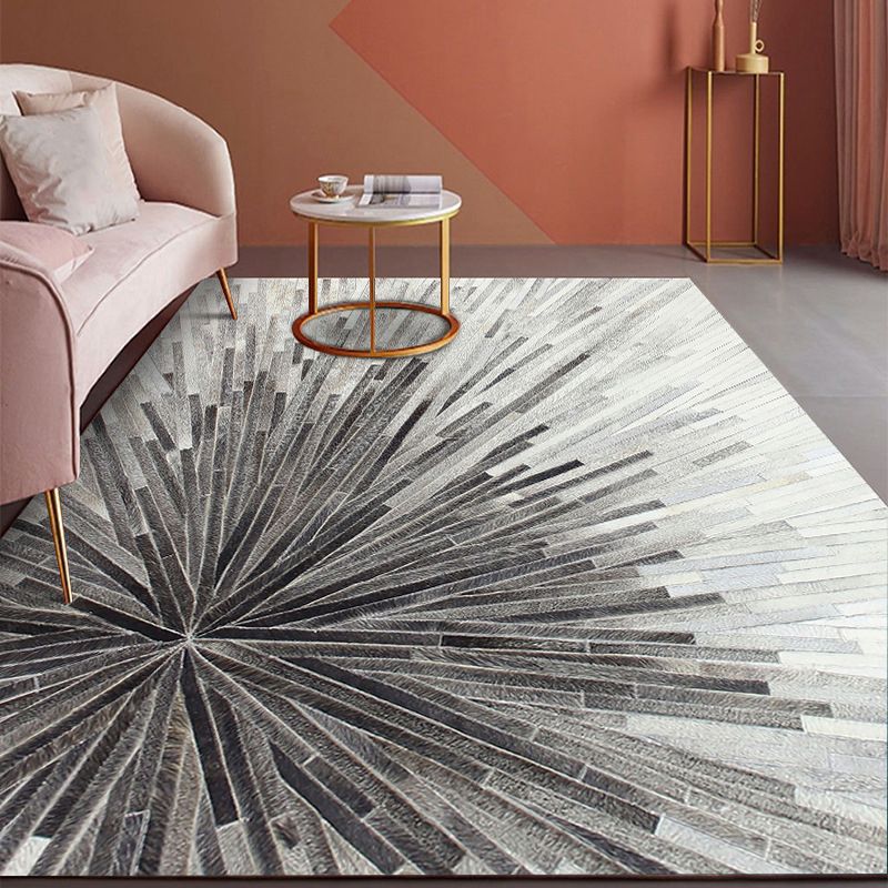 Light Blue Abstract Line Rug Polyester Modern Rug Washable Rug for Living Room