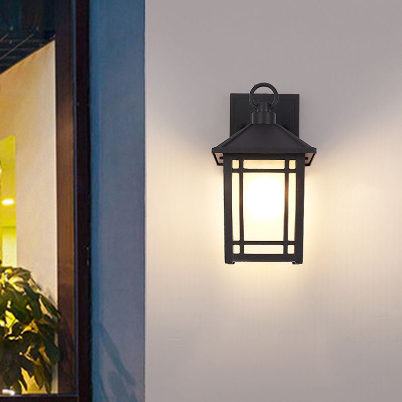 Geometric Shape Glass Wall Mount Light Industrial Style 1-Light Wall Light Sconce in Black