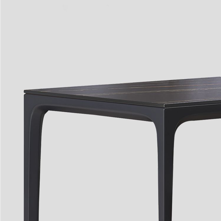 Mesa de comedor negra de estilo moderno, mesa rectangular de piedra sinterizada con 4 patas para cocina