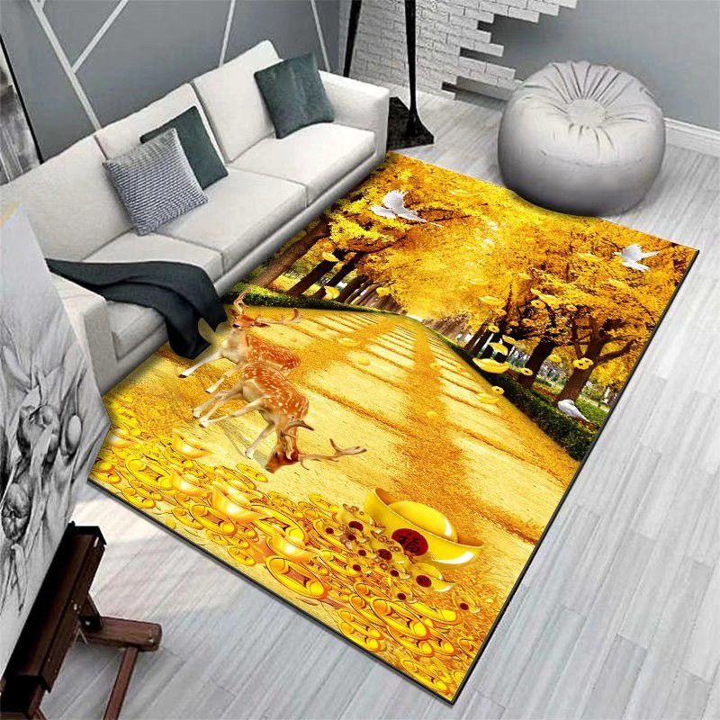 Black Modern Area Carpet Floral Pattern Polyester Area Rug Stain Resistant Rug for Home Decor