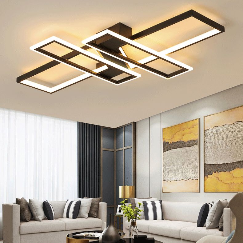 Montaje empotrado de techo de dormitorio LED de metal moderno con luz de montaje semiempotrado de bloque rectangular superpuesto