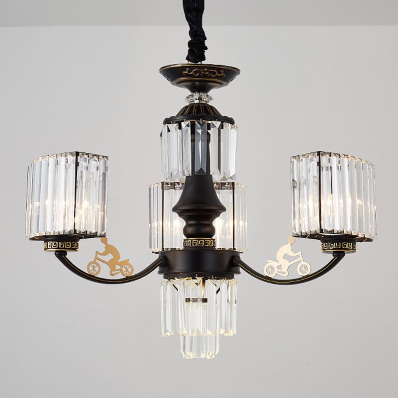 Accesorio de iluminación de lámpara de lámpara cubo de techo de 3/6 cabezas contemporáneas con sombra de cristal transparente