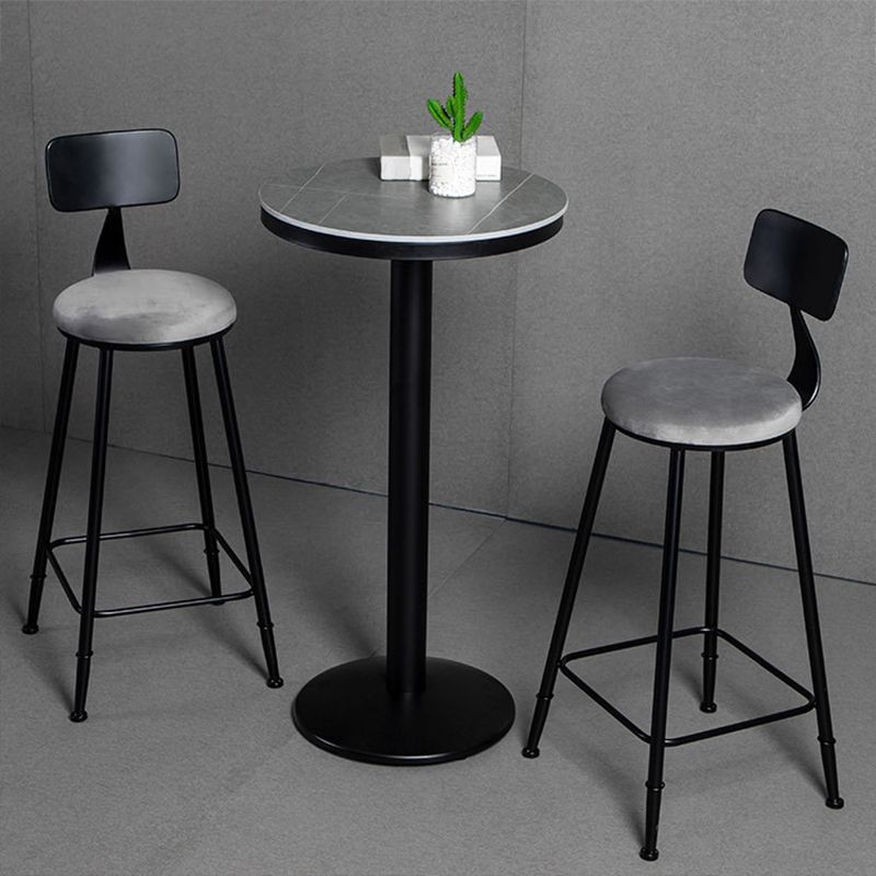 1/2/3 Pieces Round Bar Table Set Stone Bar Table with Upholstered Bar Stools