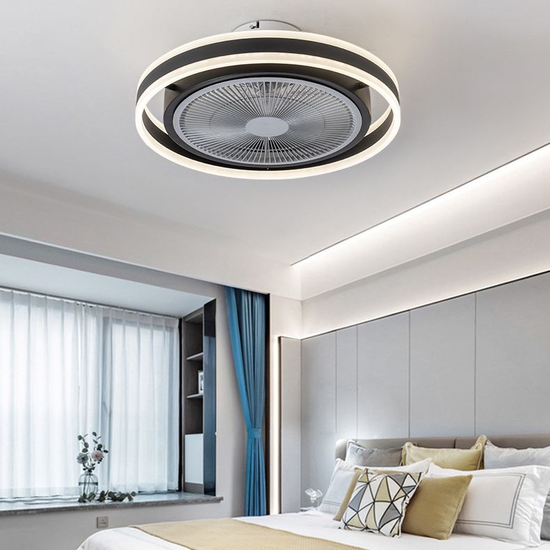 Runde Schlafzimmer halb Flush Mount Acrylminimalistische LED -Deckenlüftungslampe mit Fernbedienung