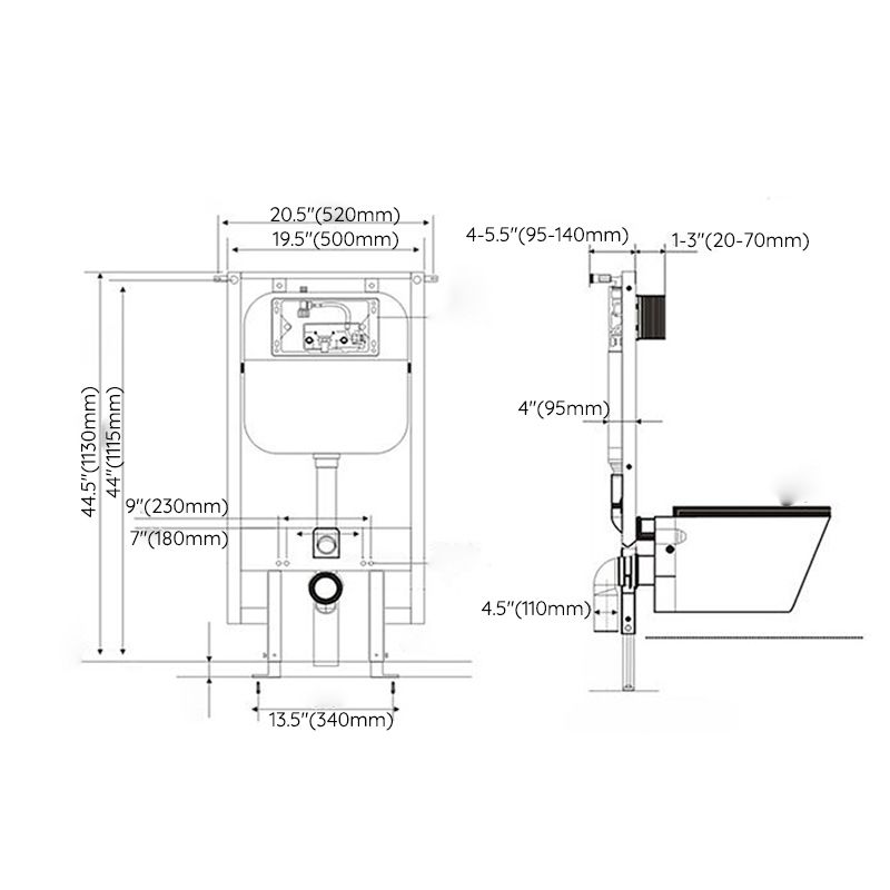 Wall Mount Modern Flush Toilet Porcelain Single Flush Toilet