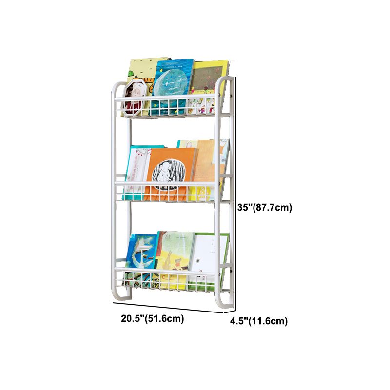 Contemporary Metal Floating Bookcase Wall Mounted Closed Back Bookshelf