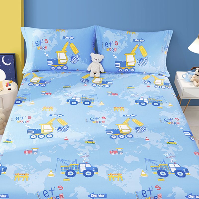 Sheet Sets Cotton Cartoon Printed Wrinkle Resistant Breathable Super Soft Bed Sheet Set