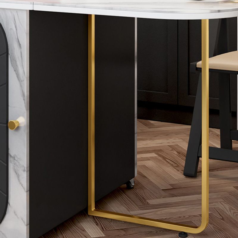 59'' Foldable Rectangle Dining Table Medieval Modern Table with Storage Trestle Base