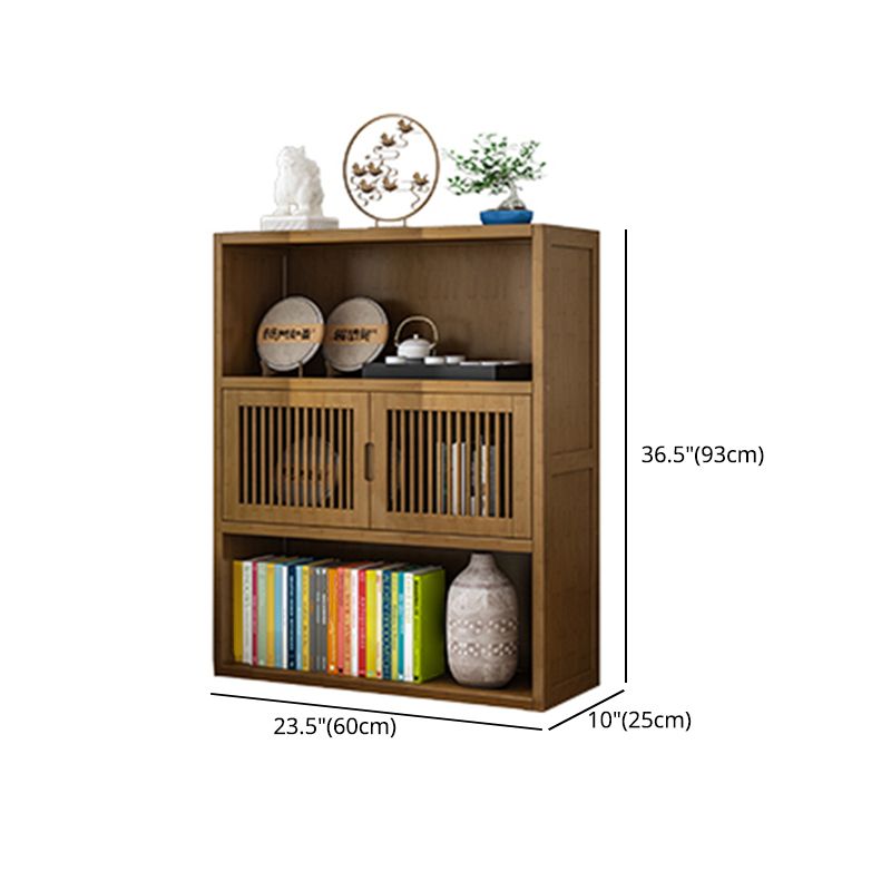 Brown Shelf Bookcase with Doors Vertical Bookshelf for Study Room