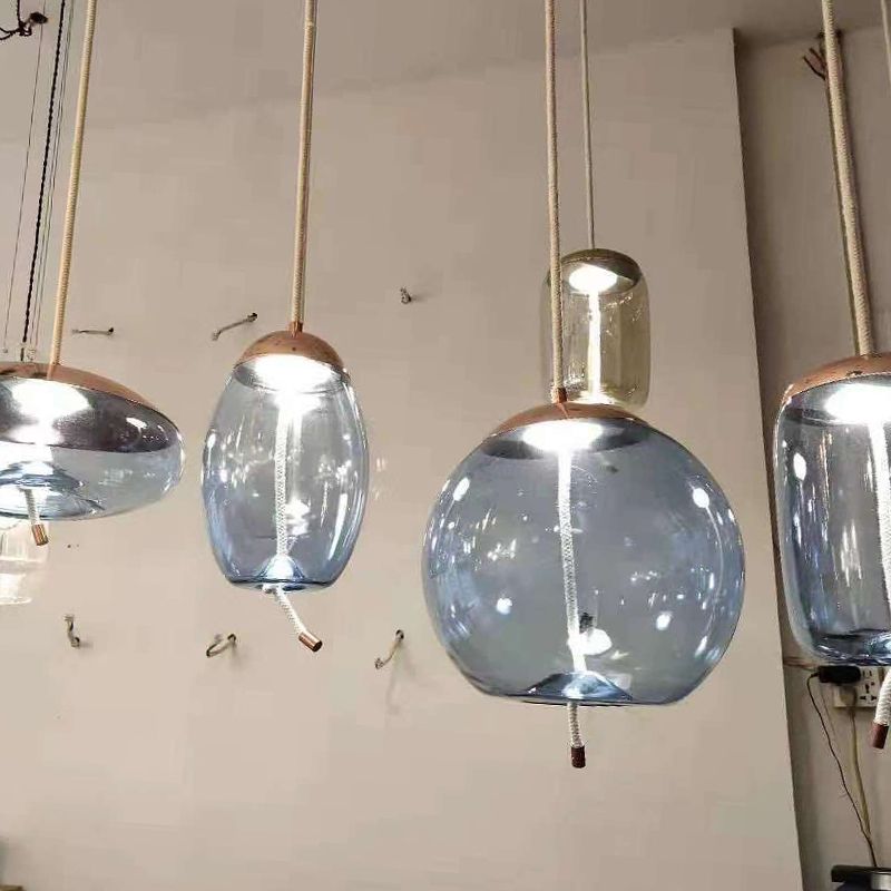 1 Light Mason Jar Pendant Light Modern Hand Blown Glass Shade Hanging Lamp for Living Room