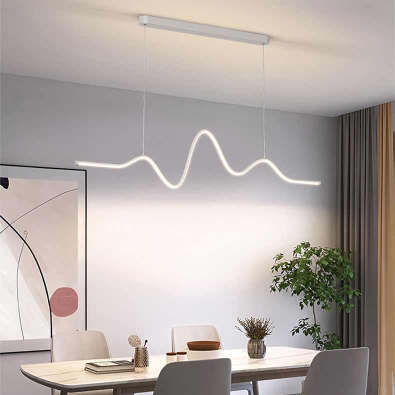 Linear Pendant Chandelier Contemporary Metal 1 Light Island Lamp