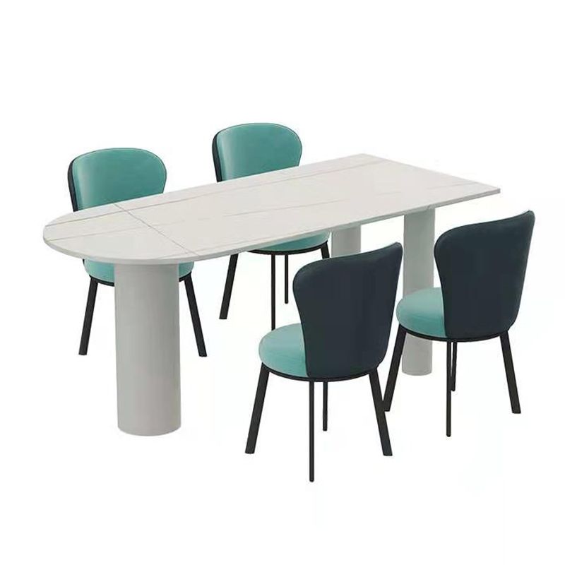 Free Form Sintered Stone White Dining Table Simplicity 3 Legs Table for Dining Room