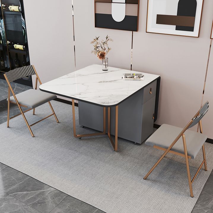 Foldable Sintered Stone Top Table Rectangle Extendable Table