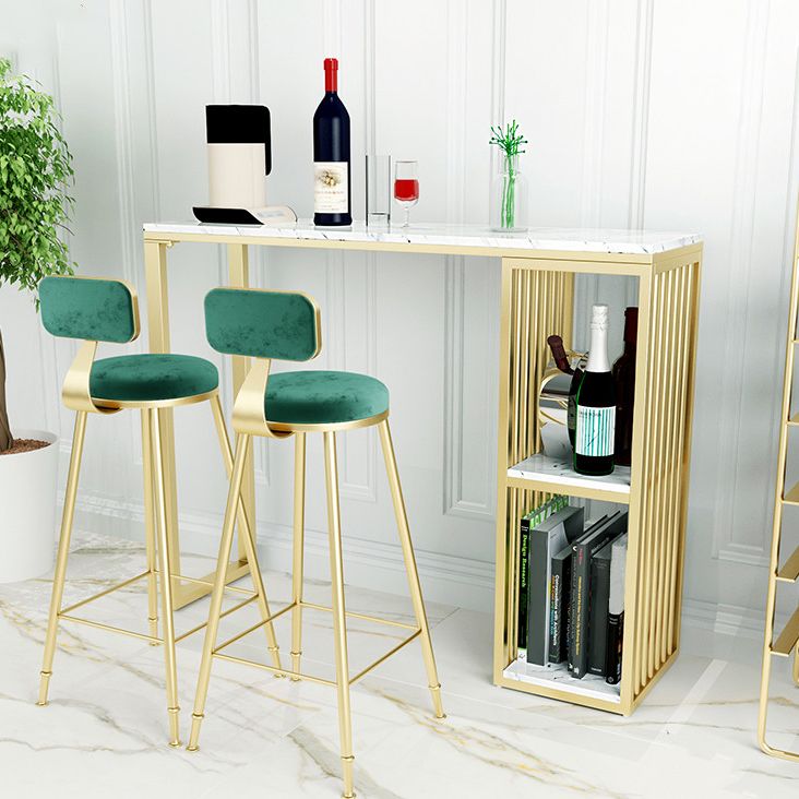 Modern 1/3 Pieces Bar Table Set Rectangle Stone Counter Table with High Stools for Kitchen