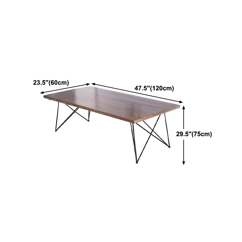 Mesa de comedor rectangular de estilo industrial, mesa fija de madera con madera maciza
