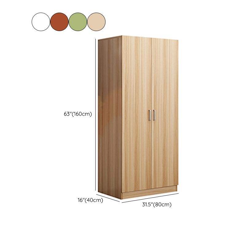 2 Door Modern and Contemporary Armoire Wood 4-shelf Wardrobe