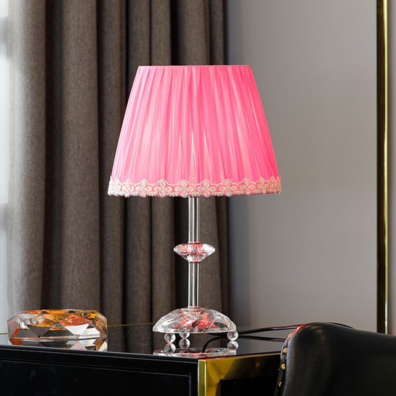Lampe de table de nuit Empire Shade Simplicity en cristal clair, lampe de chevet rose à 1 lumière pour le salon