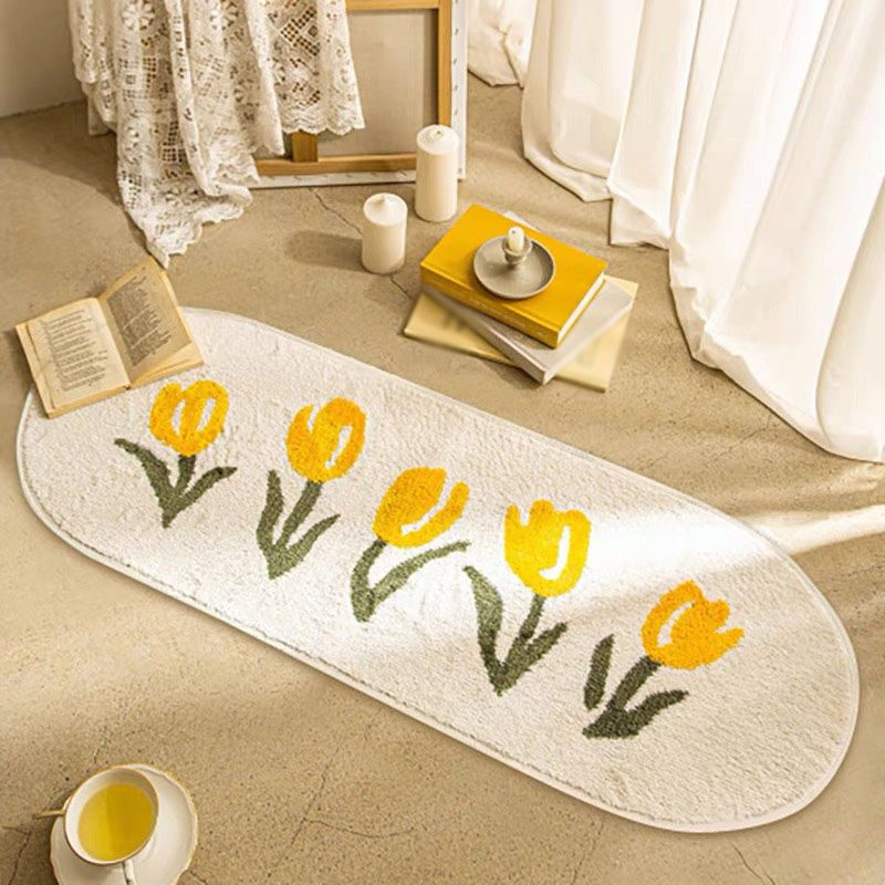 Alfombra de tulipán Modern Modern Polyéster Rug Alfombra de respaldo sin deslizamiento para salón para salón