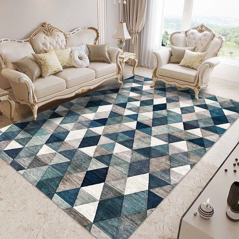 Modern Home Decor Carpet Geometric Contrast Panel Area Rug Polyester Carpet with Non-Slip Backing