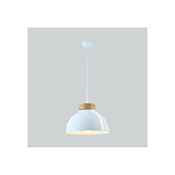 Nordic 1 Light Suspension Light with Metal Shade Pink/White/Black Dome Ceiling Pendant Light