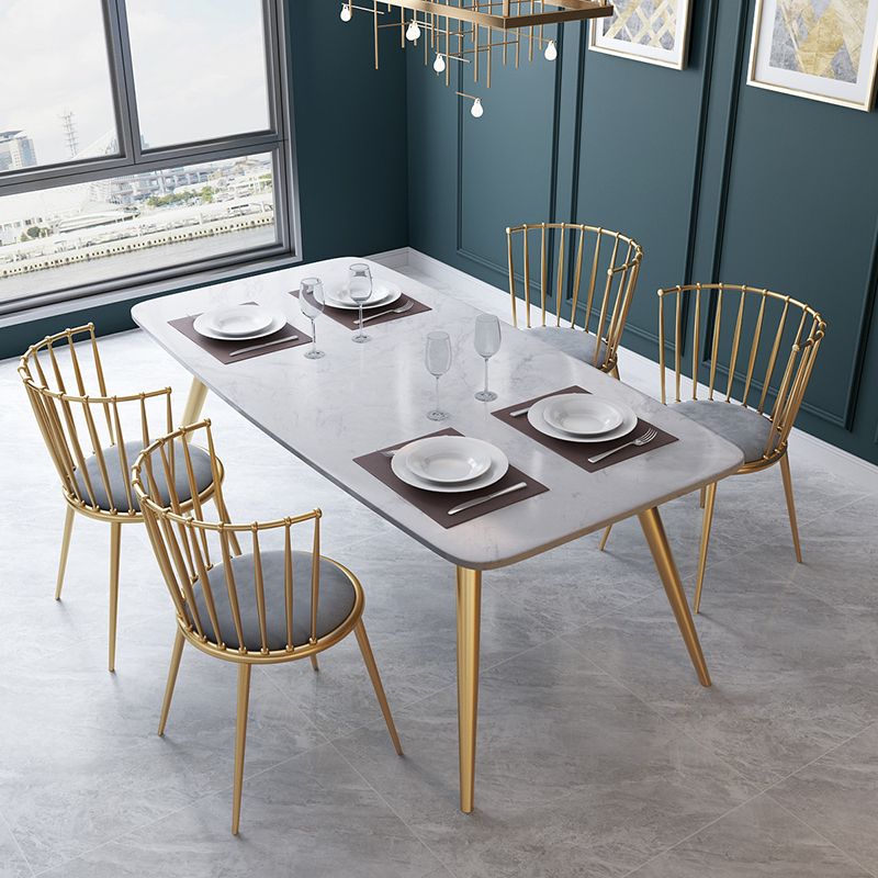 Glam Style Rectangle Dining Set 1/5/6 Pieces Dining Set for Dining Areas