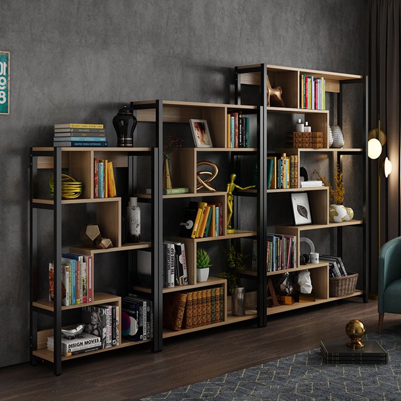 Modern Style Wood Bookcase Open Back Bookshelf for Home Office