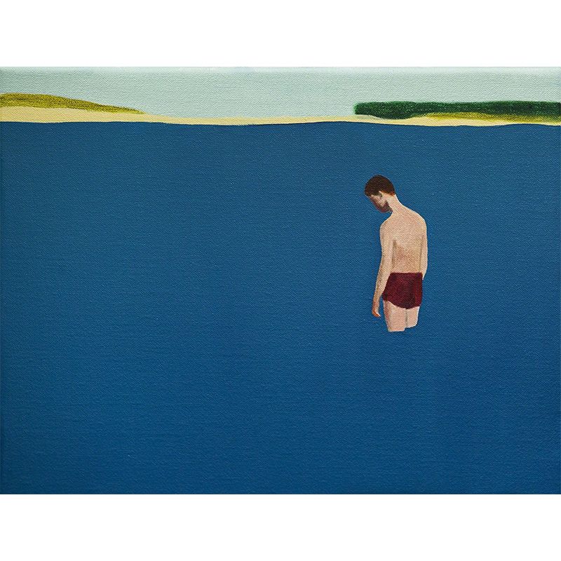 Modern Artistic Sea View Mural Blue Bathroom Wall Covering, Custom Size Available