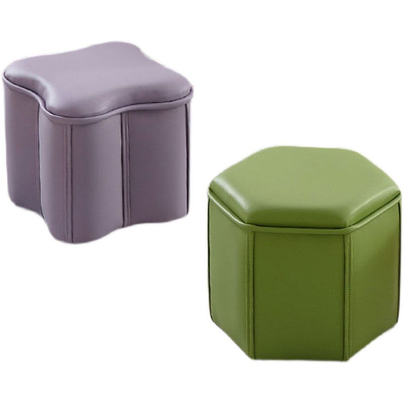 Solid Color Leather Standard Stool Modern Style Simple Unique Shape Footrest