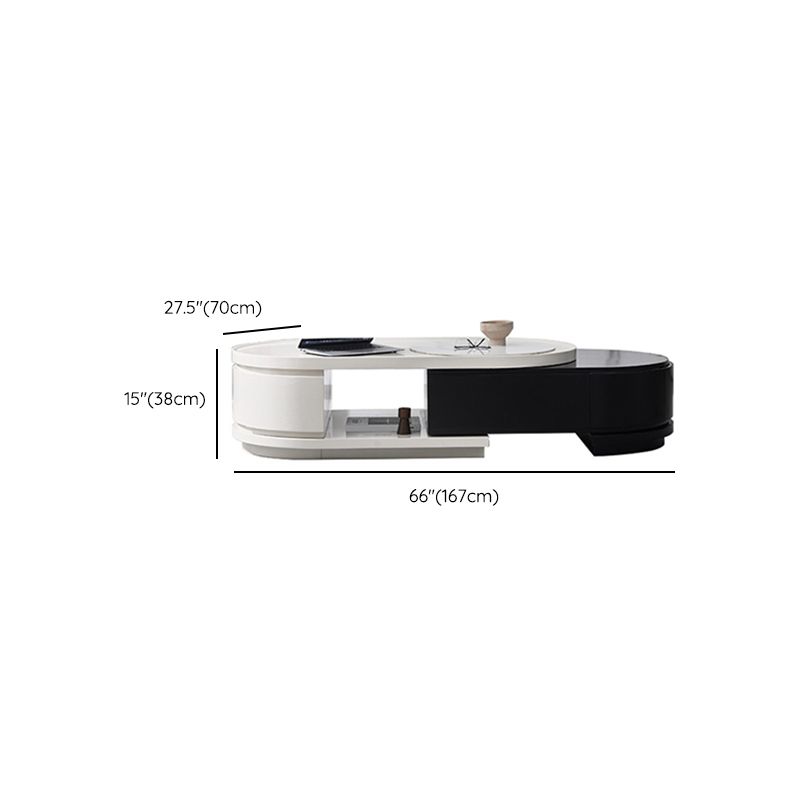 Wood Coffee Cocktail Table Abstract Coffee or End Table with 4 Storage Drawers