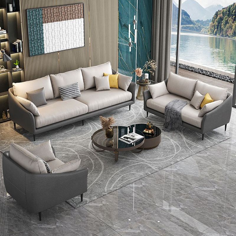 82.67" L Faux Leather Contemporary Sloped Arm Sofa Standard Sofa