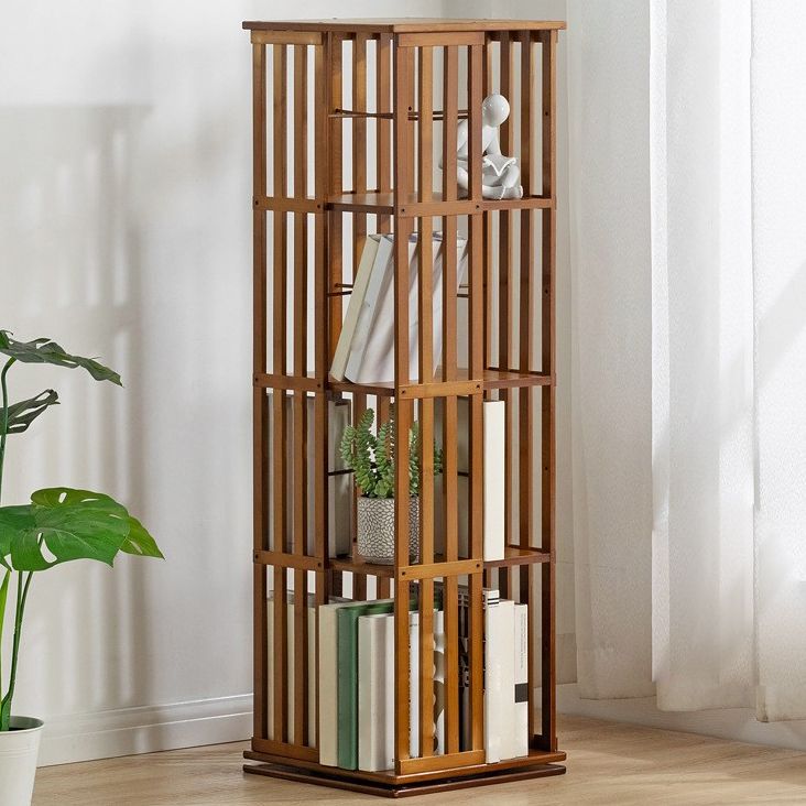 Rotatable Storage Bookshelf Modern Geometric Closed Back Bookcase