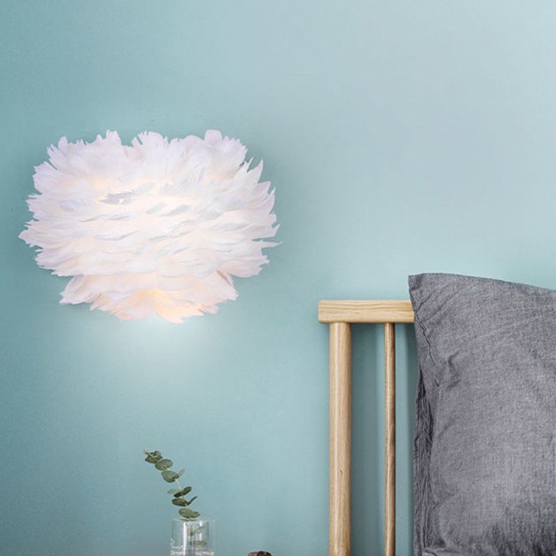 Home Decoration Wall Lamp Modern Ambient Lighting White Feather Sconce for Living Room Bedroom