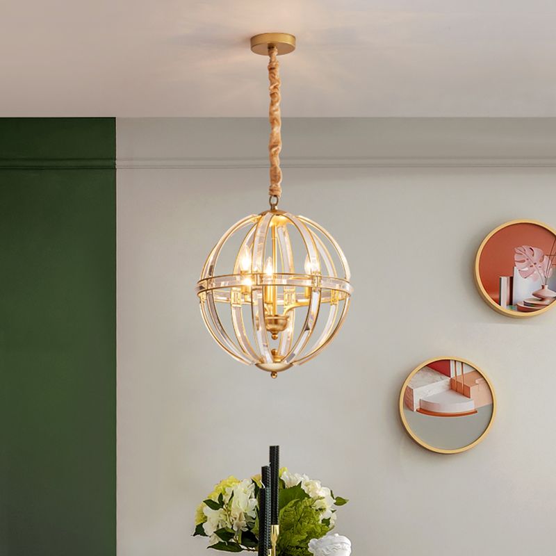 Eenvoud Global Pendulum Light Crystal ingelegde single bulb restaurant Pendant Kroonluchter in zwart/goud