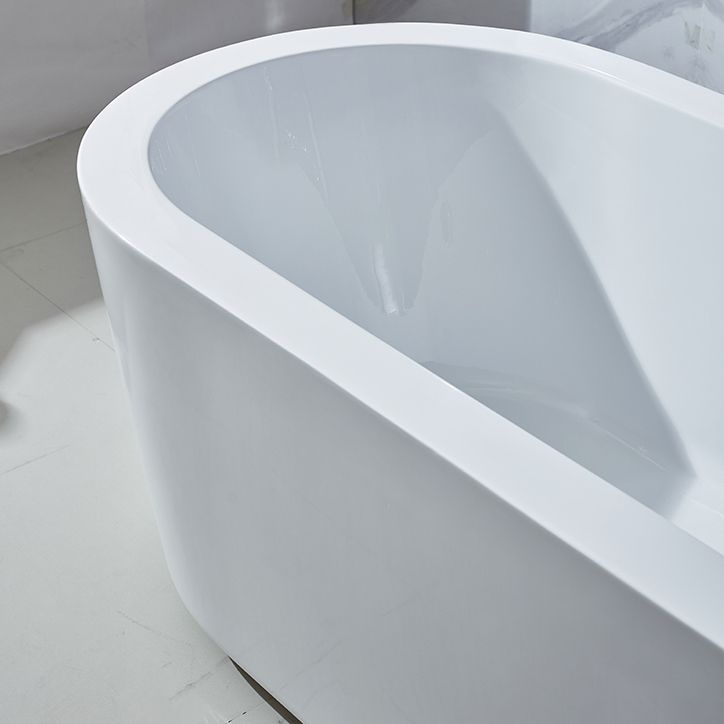 Modern Oval Stand Alone Bath Back to Wall Acrylic Soaking Bathtub