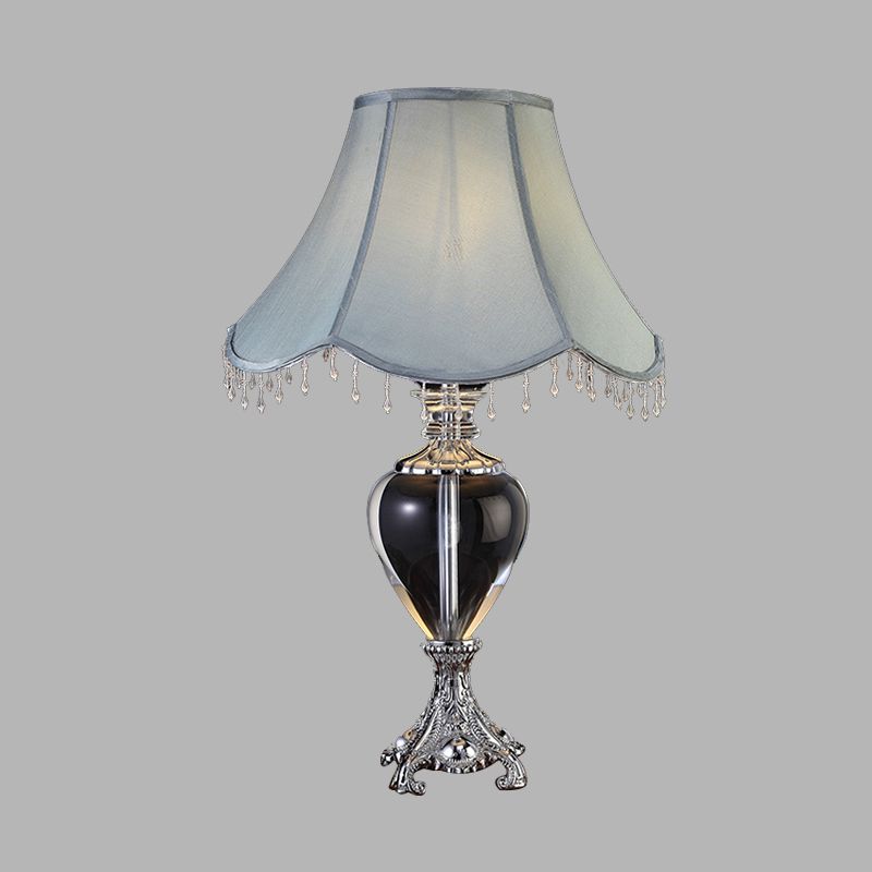 Lampada da comodino grigia a testa singola Tradizionalismo Lampada da comodino in cristallo K9 per soggiorno